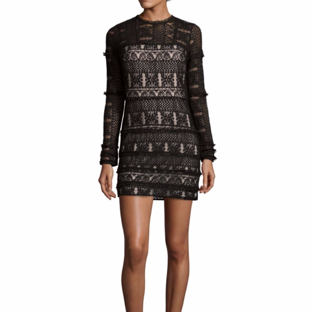 Lace dress-ruffled long sleeve